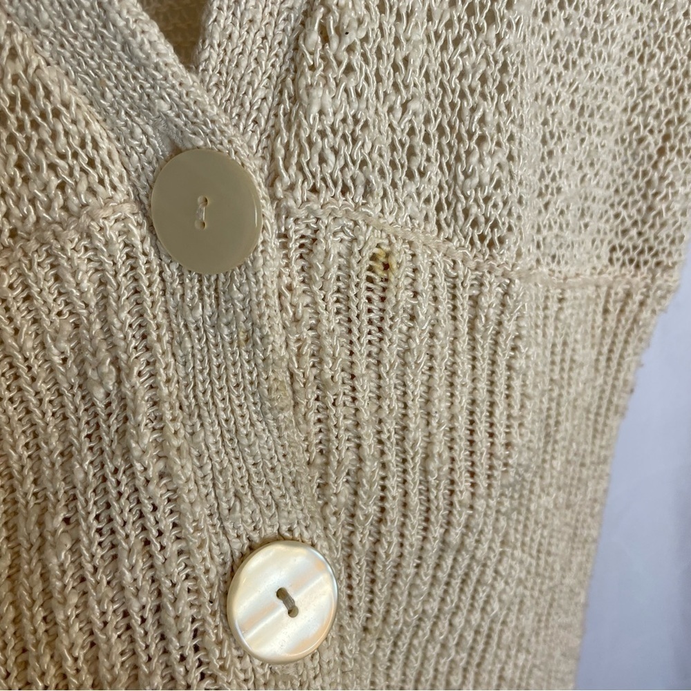 JASON MAXWELL Women’s Cream Short Sleeve V Neck Knit Cardigan Sweater Size Large - Picture 6 of 10